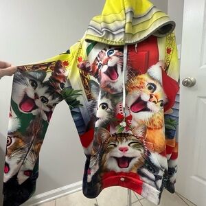 Colorful Cat Print Hoodie